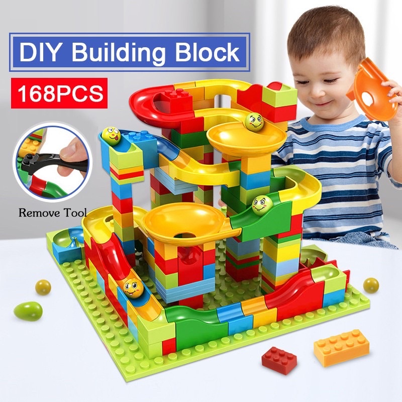 168PCS DIY Marble Race Track Ball Block Lego Slide Brick Children Toys ...