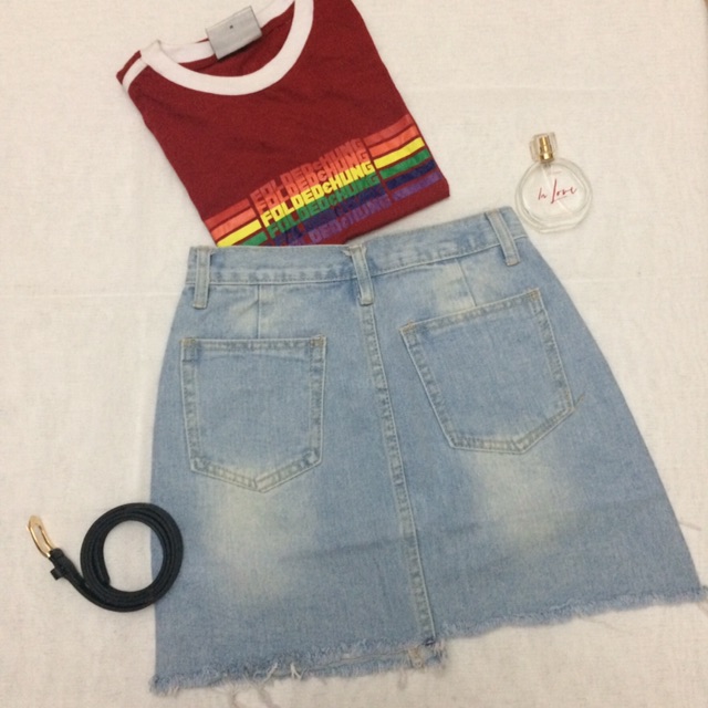 aesthetic jean skirt