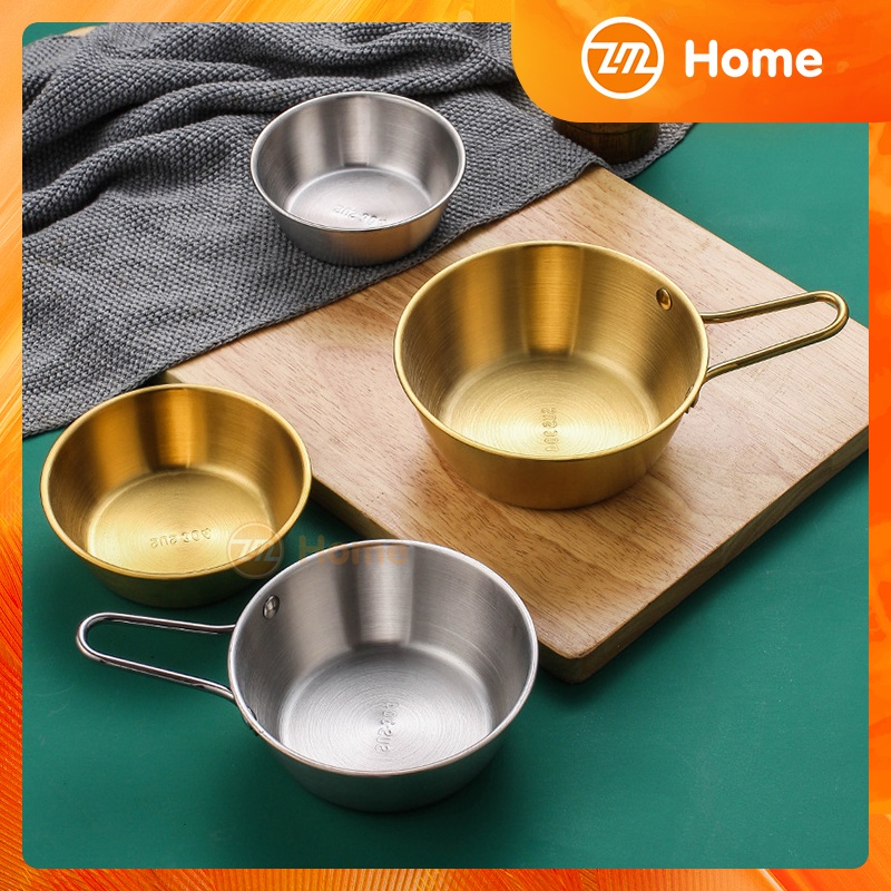 Korean 304 Stainless Steel Rice Wine Bowl Gold Handle Hot Cold Wine