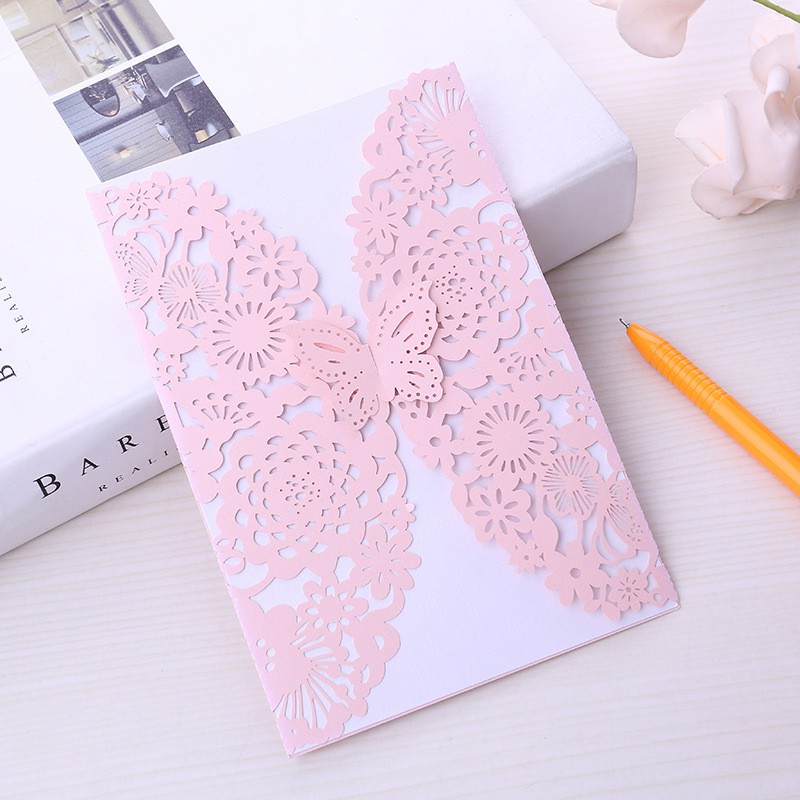 10pcs Vertical Laser Cut Butterfly Invitations Cards Kits for Wedding ...