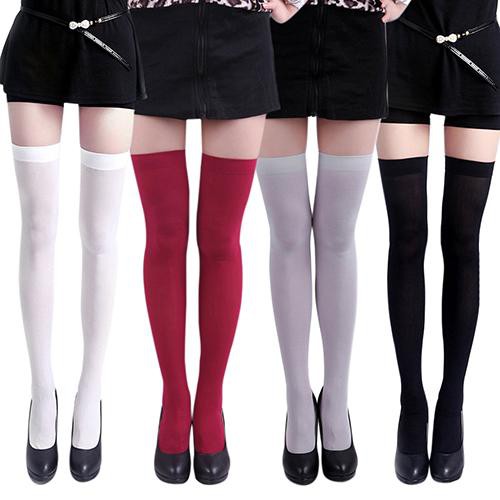 Meng Women's Sexy Pure Color Opaque Sexy Thigh High Stockings Over The ...