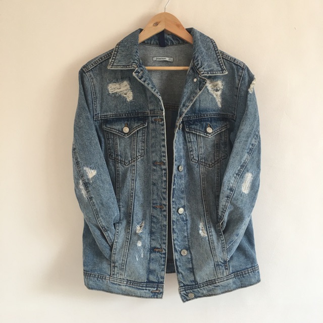 stradivarius black denim jacket