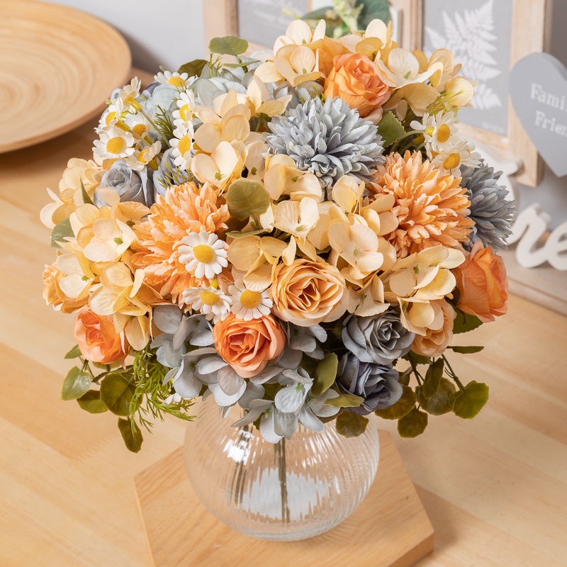 [Design combination] Artificial Rose Hydrangea Daisy Chrysanthemum Wedding Decoration Vase Decor