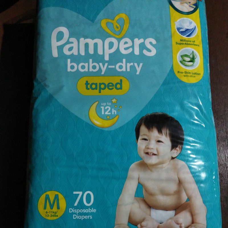 Pampers  Medium baby dry 70pcs/140pcs Diapers.ALOE SCENT (choose variations)