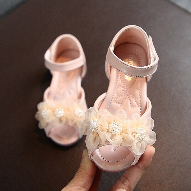 Pretty Sandals For Girls,waitFOR Cute Girls Baby Kids Pearl Butterfly-Knot Crystal Single Princess Sandals With Low heel,Girls Water Shoes Beach Shoes Flat Beach Walking Shoes Suit For Party