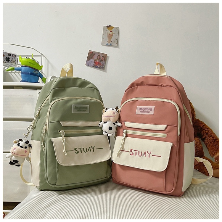 Student backpack female Korean version embroidered letters junior high ...