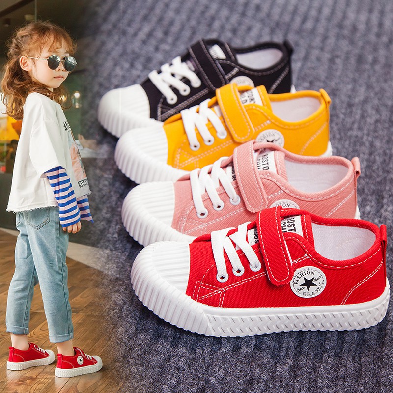 kids red canvas shoes