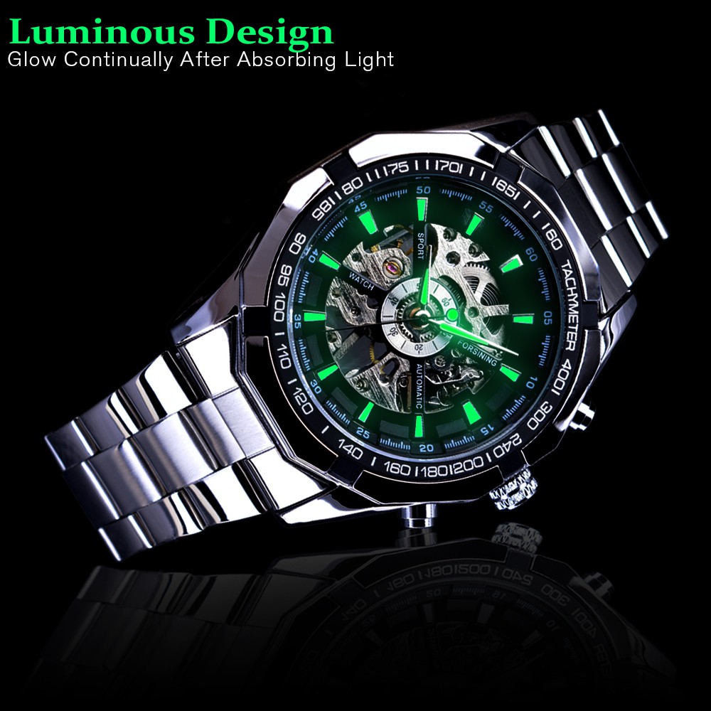 Forsining Stainless Steel Mens Skeleton Mechanical Watch Shopee Philippines