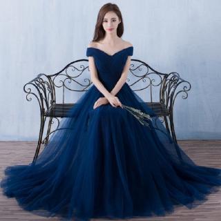 blue long evening gown