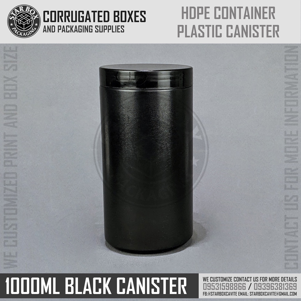 Starbox Hdpe Plastic Container Canister Black Canister 1000ml 500ml 300ml Canister Per Piece Shopee Philippines
