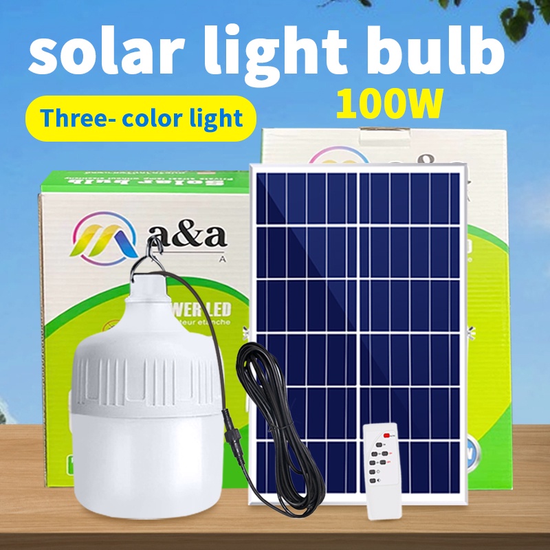 Solar Light indoor New solarthree colors rechargeable Bulb 100W LED outdoor waterproof With