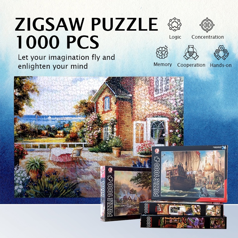 1000 PCS Jigsaw Puzzles Black box 70*50cm puzzle for adult family play ...