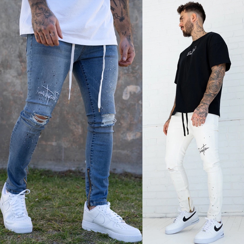 ripped denim pants mens