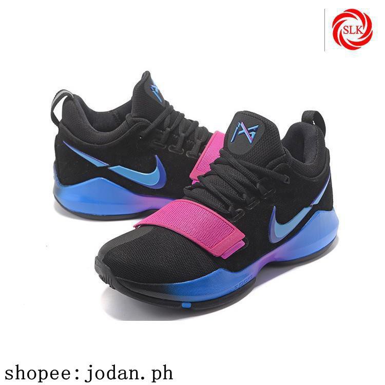 pink and blue basketball shoes