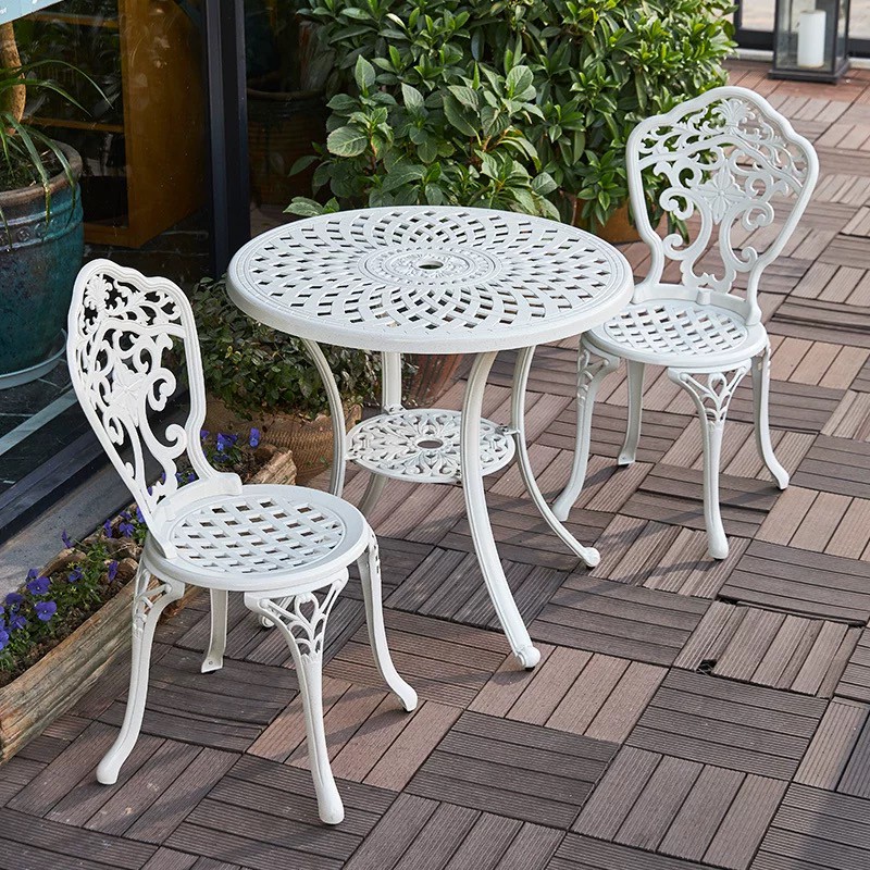 Outdoor Furniture Cast Aluminum Furniture 78cm Diameter Round Tabletop Table 4 Chairs For Balcony Patio Terrace Shopee Philippines