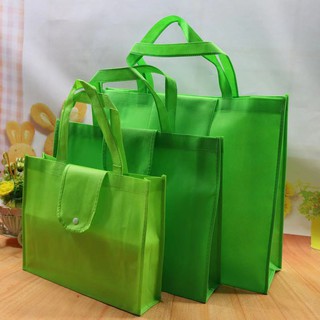 Foldable Eco Bag With Button Horizontal Shopping  Shoulder Tote Handbag Reusable Non-woven Packaging #9