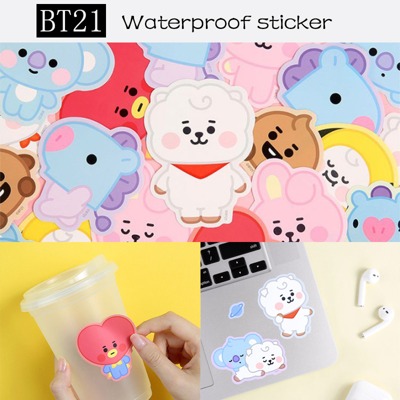 KPOP BTS BT21 Cute Baby Series Sticker Waterproof Luggage Stickers TATA ...