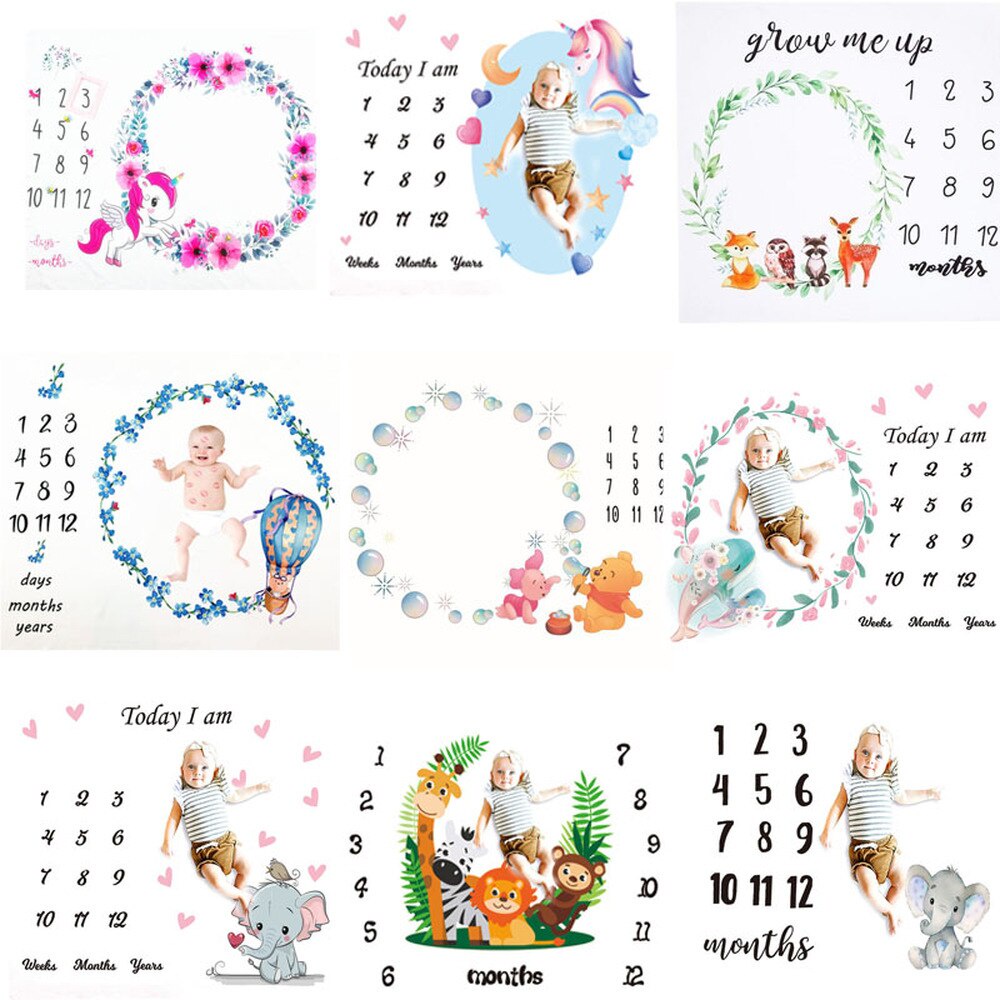 Newborn Baby Cartoon Pattern Monthly Growth Milestone Blanket Photography  Cloth Commemorate Background Cloth Baby Accessories | Shopee Philippines
