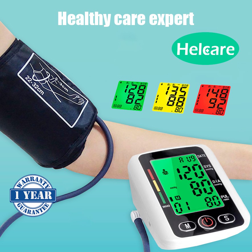 Helcare Portable Digital Upper Arm Blood Pressure Pulse Health Monitor
