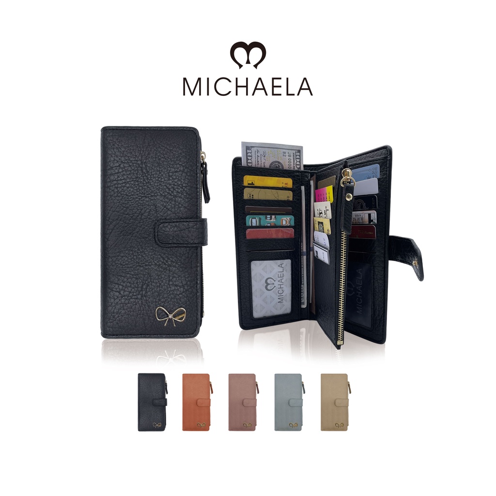 MICHAELA Long Wallet for Women Bifold Wallet Purse with Card Holders
