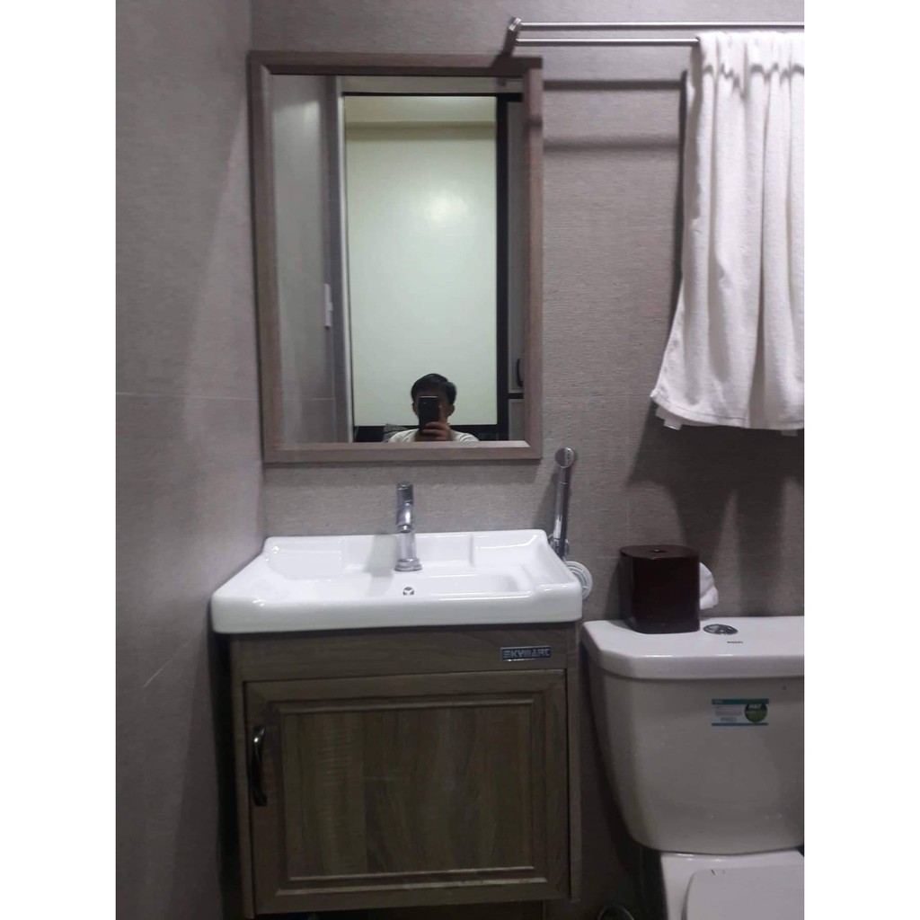Aluminum Bathroom Vanity Cabinet With Mirror And Ceramic Sink Shopee Philippines