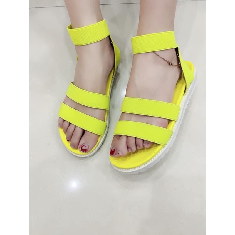 neon yellow flat sandals