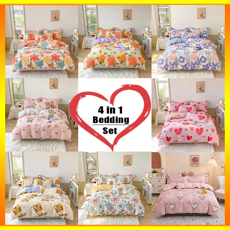 4-in-1-bed-sheet-single-bed-sheet-with-pillow-case-double-size-sheet