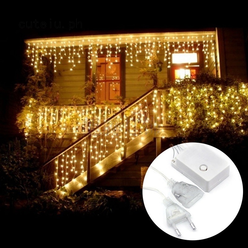 Led Fairy String Hanging Icicle Snowing Curtain Light Outdoor