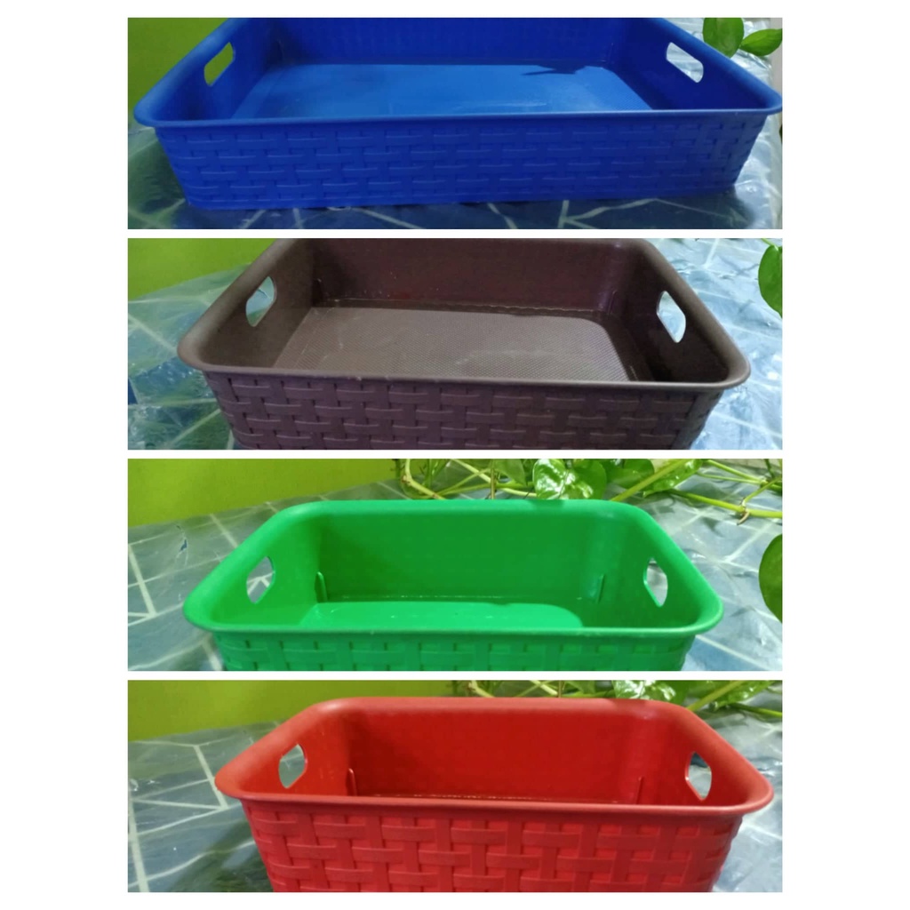 Multipurpose Rattan Plastic Basket Rectangular Storage Trays Organizer Shopee Philippines