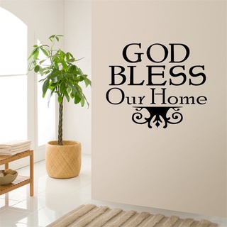 Bible Verse Wall stickers Home Decor Praise Worship ” God Bless our home ” Quotes Christian Bless Proverbs PVC Decals Living Room Mural #1