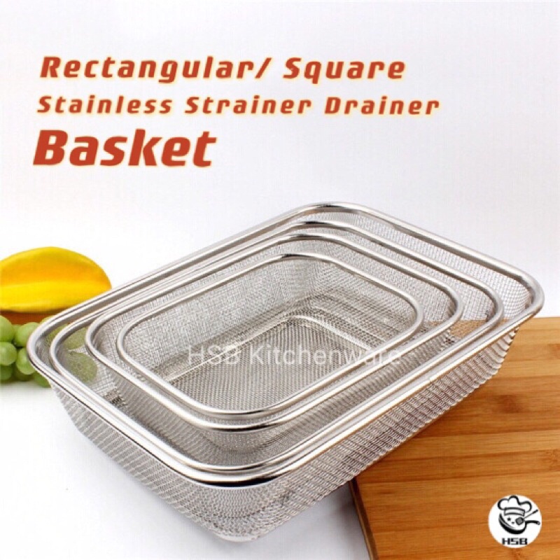 Rectangular/ square Wire Mesh Colander Stainless Strainer Drainer