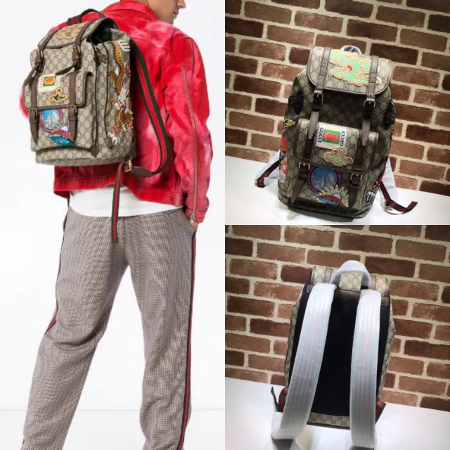 gucci patch backpack