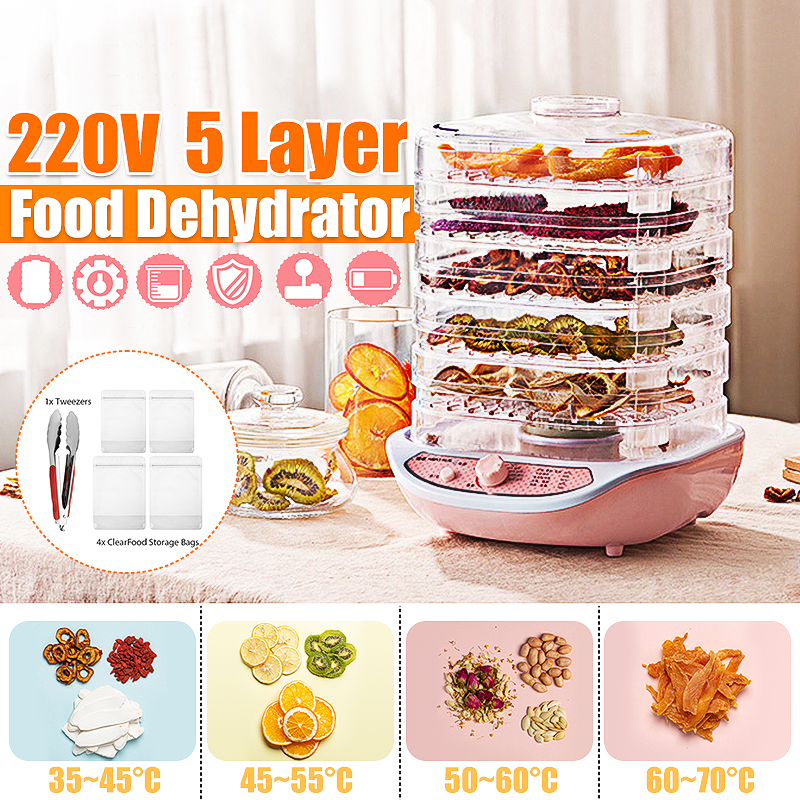 245W Food Dehydrator Fruit Vegetable Herb Meat Drying Machine Pet Snacks food Dryer with 5 trays