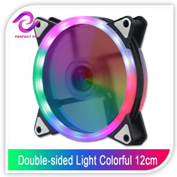 PERFECTPH CPU Fan Cooler Case Chassis Double Sided LED Fan (RGB) Silent