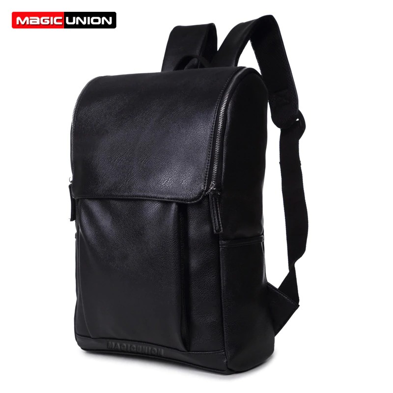 black leather travel backpack