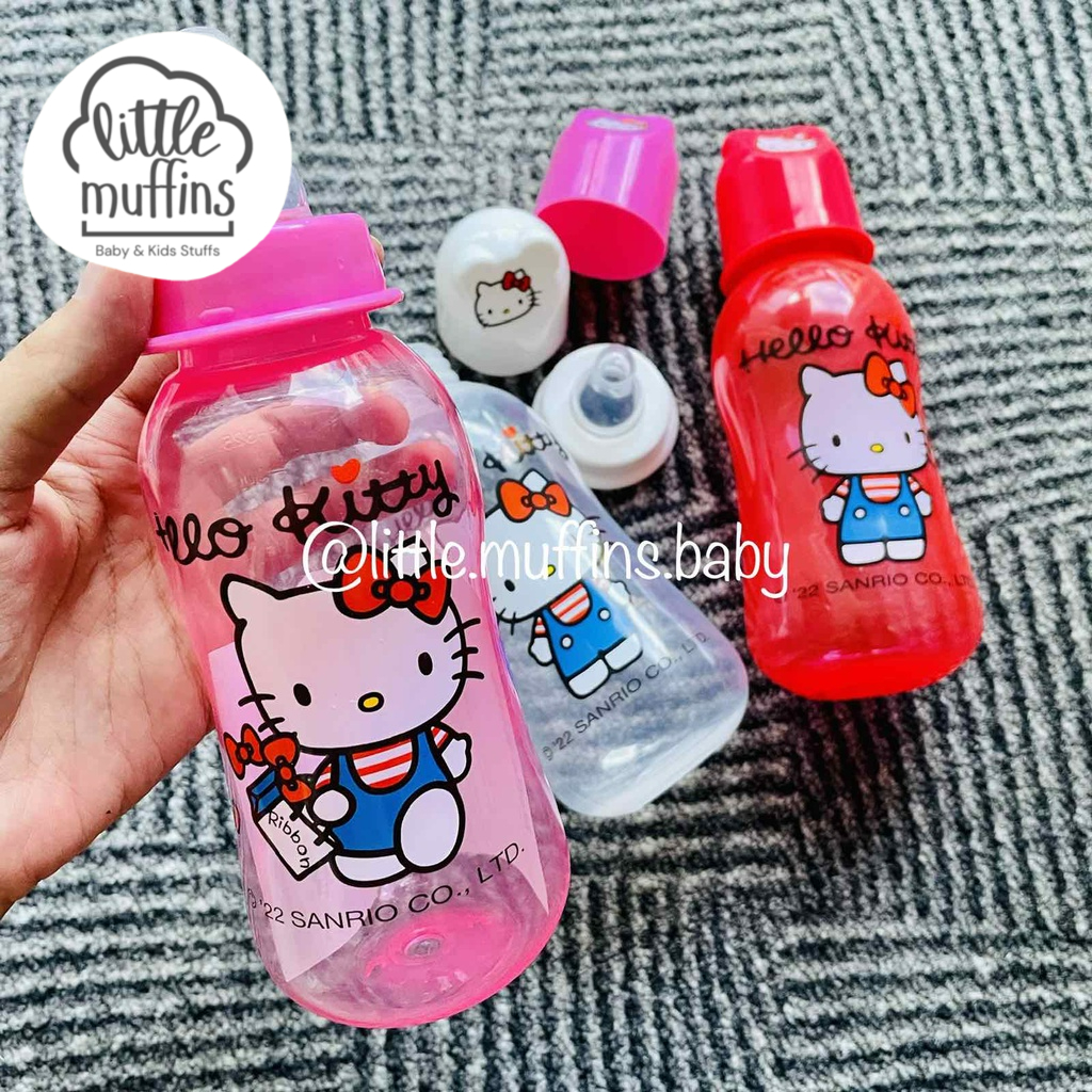 New!! Hello Kitty Baby F. Bottle 12oz Reg. Neck w/ Silicone Nipples 3's Pack (White, Red & Pink)
