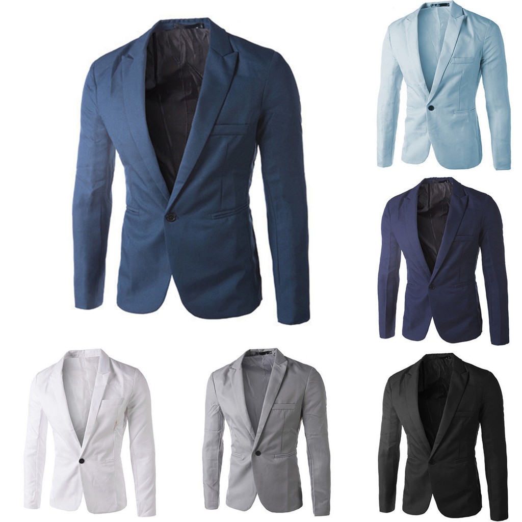 Plus Size Blazer for Men Slim Fit One Button Plian Office | Shopee ...