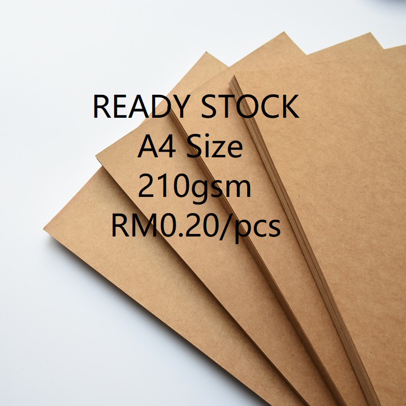Kraft Paper A4 210gsm / Kertas Kraft / Craft Paper / Craft Card / Brown