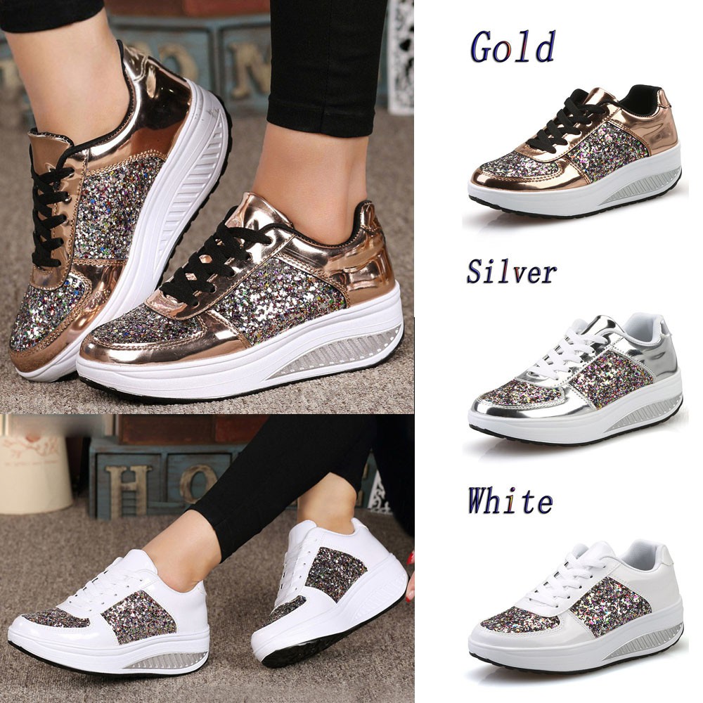 sequin sneaker wedges