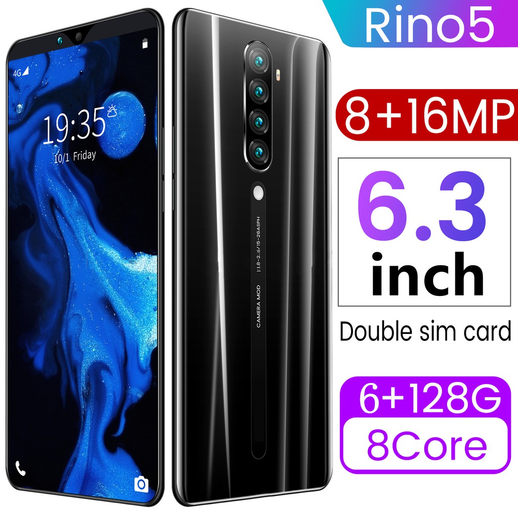 Mobile Phone Rino5 Smart Phone 6 3 Inch 6g 128gb 8 16mp Android Handphone Dual Sim Multi Language Support Lenkas Shopee Philippines