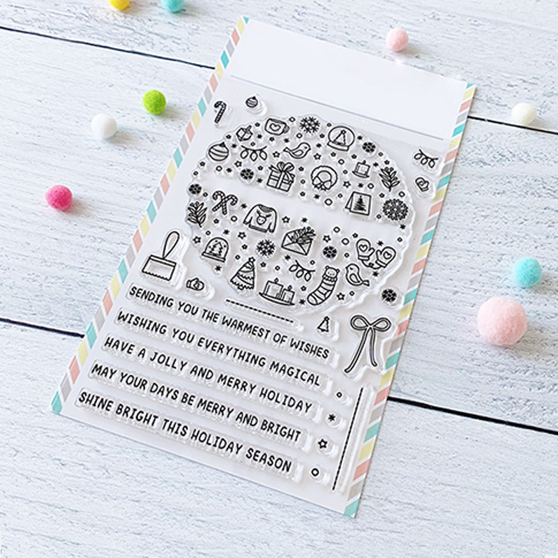 ME Christmas Decoration Logo Silicone Transparent Seal Set DIY Mold Handmade Paper-Cutting Card Embossing