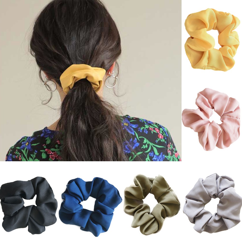 Womens Hair Tie Rope Elastic Hair Bands Pure Color Bobble Sport Dance Scrunchie