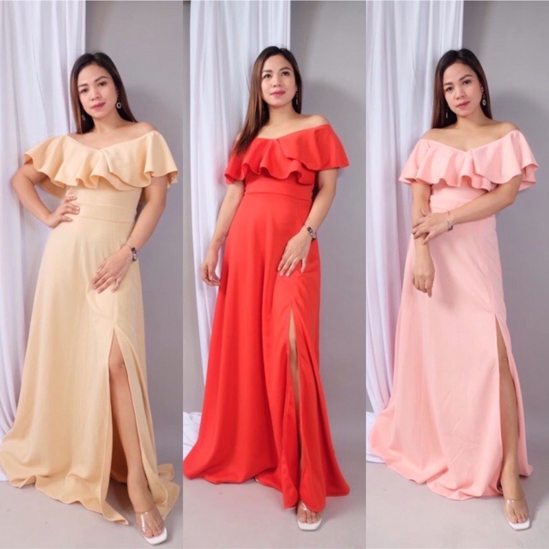 Amira Formal Long Gown Dress with Slit | Shopee Philippines