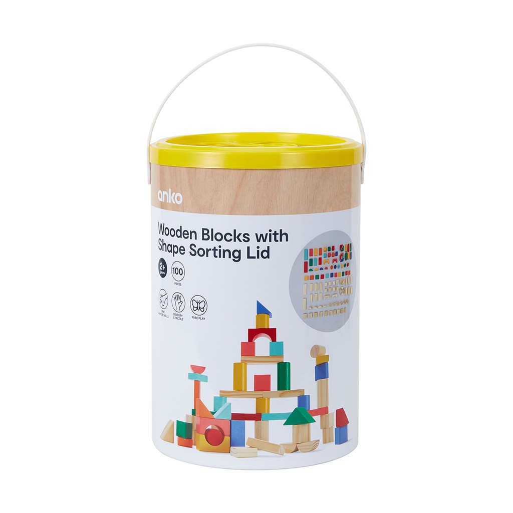 wooden blocks with shape sorting lid