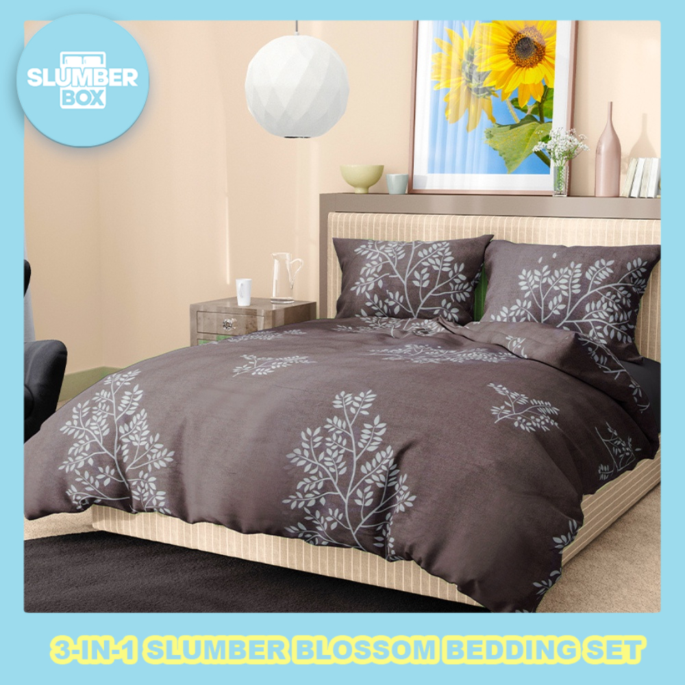 Slumber Box 3in1 Beddings Bed Sheet Home Bedsheet Set (2 Pillowcase + 1