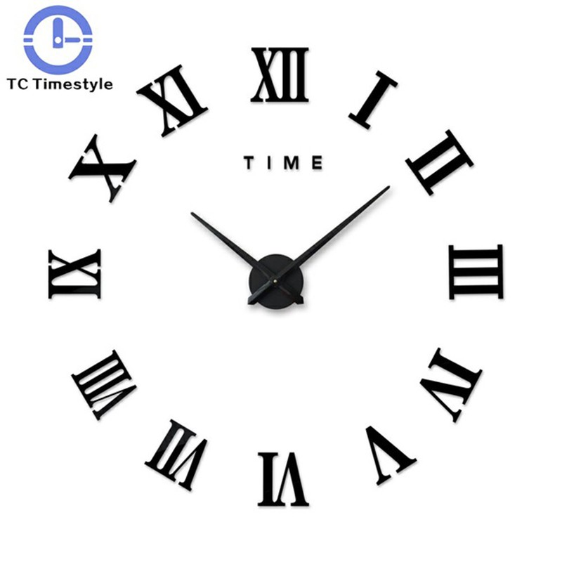 3D Big Wall Clock Roman Numeral Mirror Sticker DIY Clock Shopee Philippines