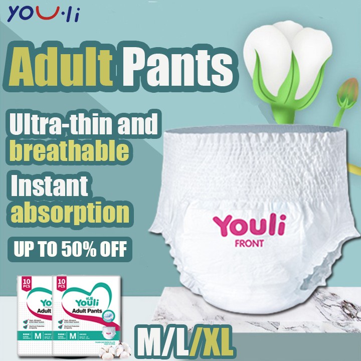 Youli Adult Diaper Gift Pants Medium Large XL 10Pcs Pull Ups Thin