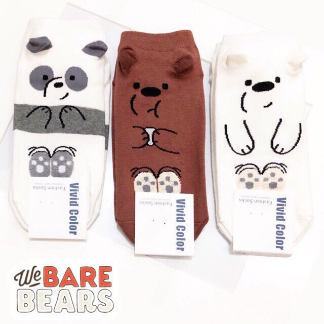 We Bare Bears With Ears Korean Socks | Shopee Philippines