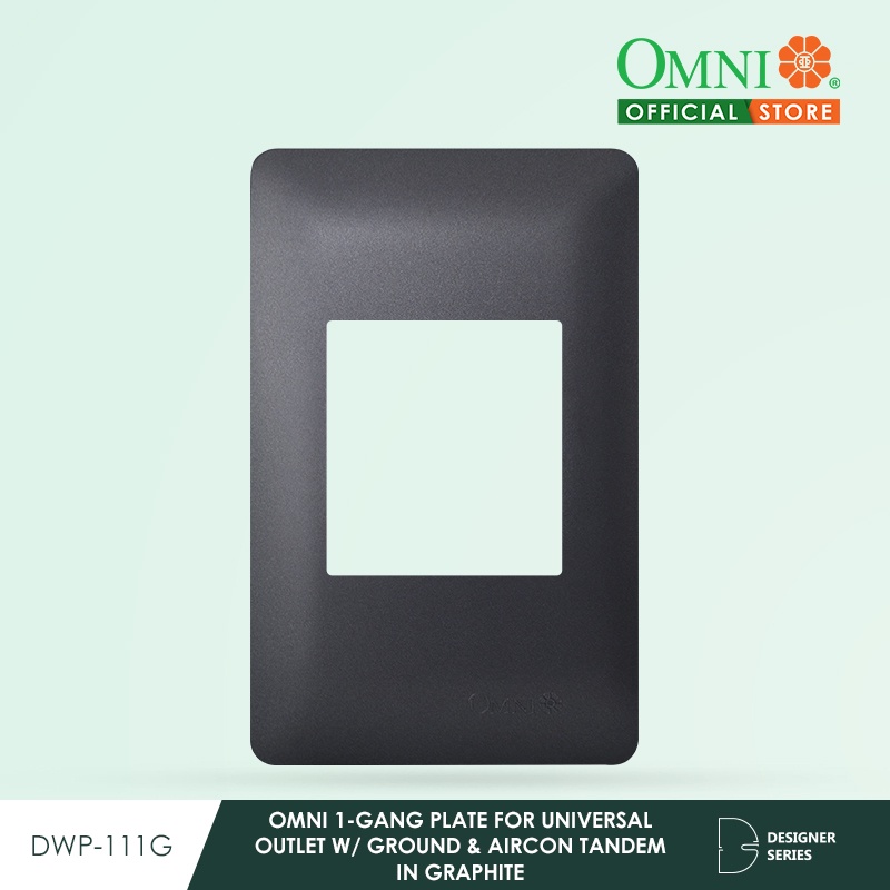 OMNI 1Gang Plate For Universal Outlet w/ Ground & Aircon Tandem In