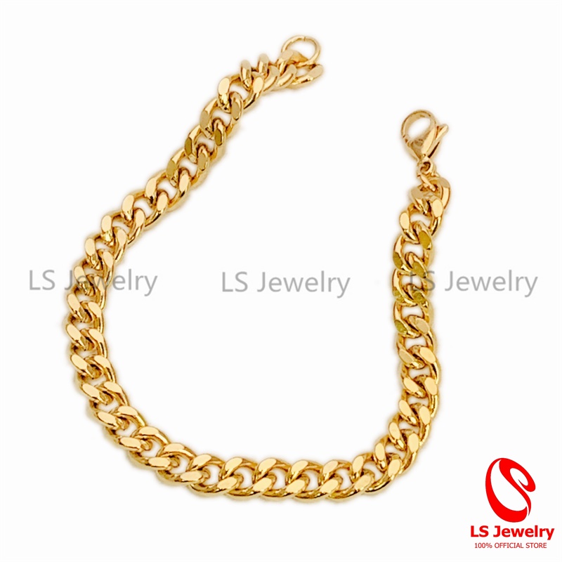 LS Jewelry Stainless Steel 18K Gold Plated Two Tone Bracelet for Men NK ...